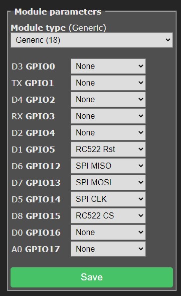 MFRC522 Module Configuration